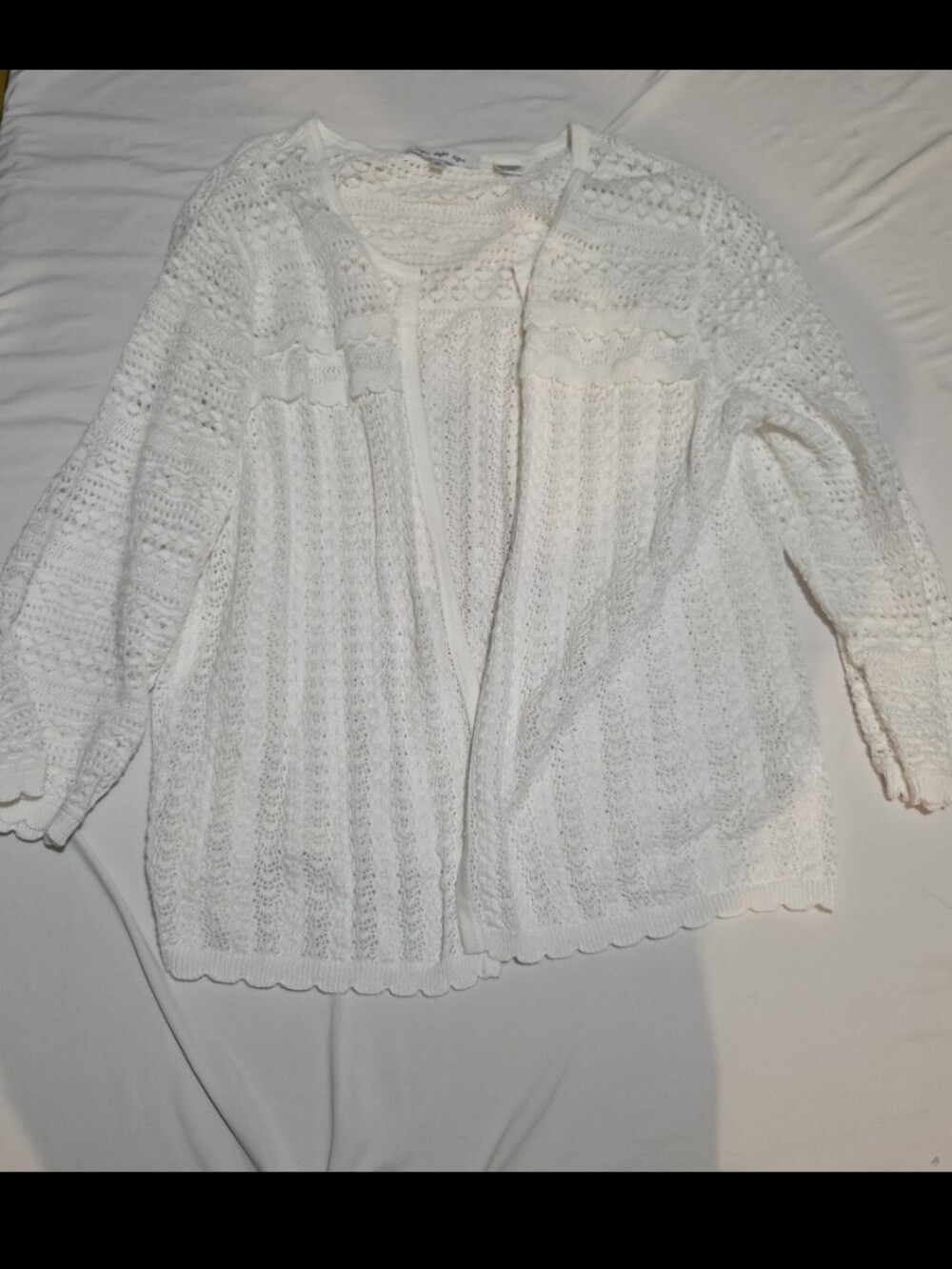 Eight Eight Eight Women's XL white lace Cardigan Sweater #11